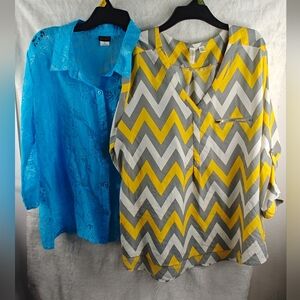 TACERA Multicolor + SALON STUDIO Blue Sheer Tops Bundle — Women’s XL